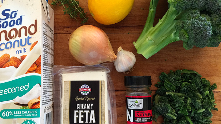 Ingredients for Broccoli, Spinach and Feta Soup